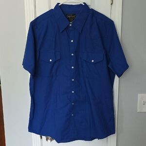 High Noon Men's Royal Blue Short-Sleeve Pearl Snap Shirt